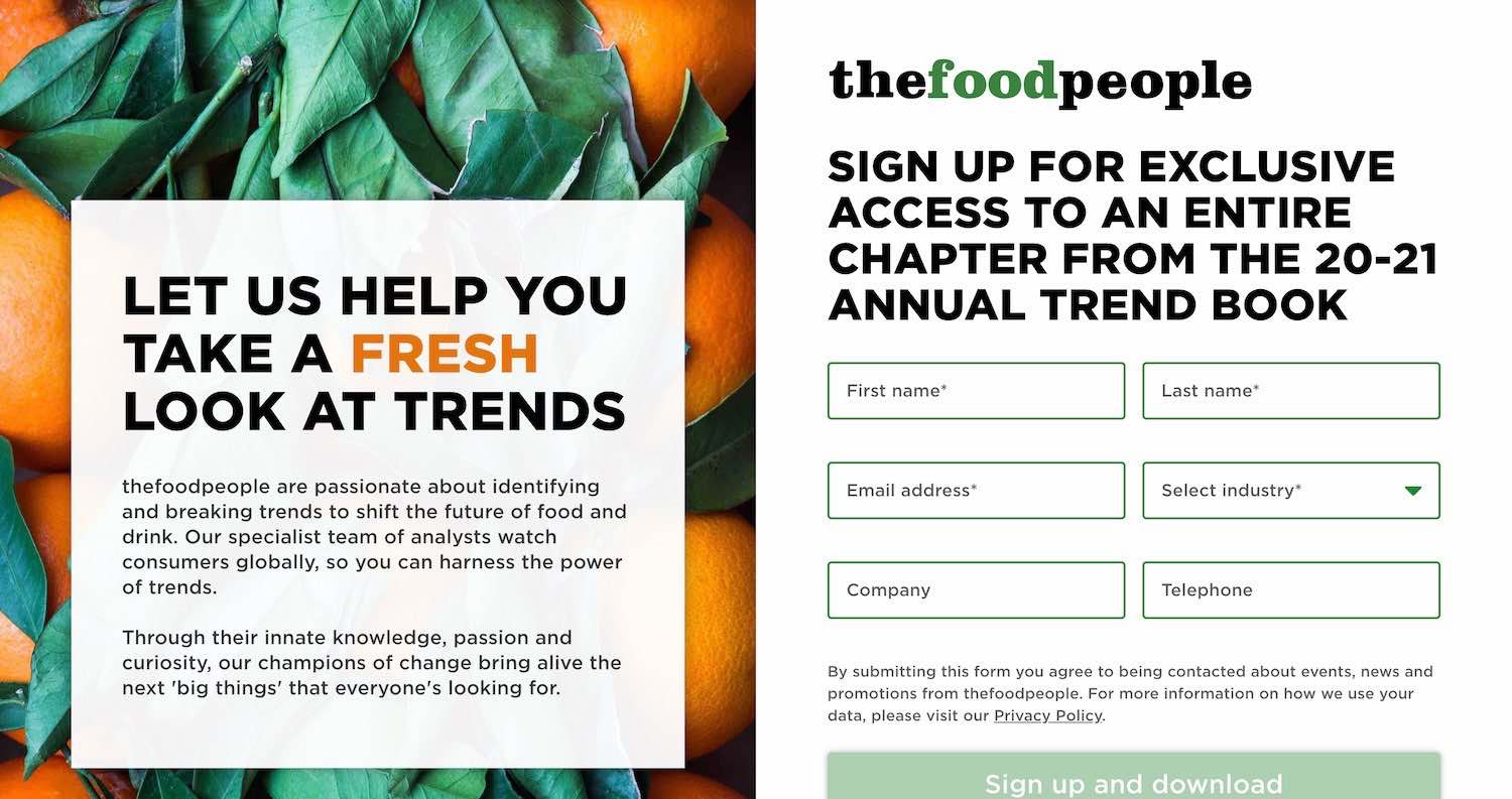 Lead generation form | The Food People